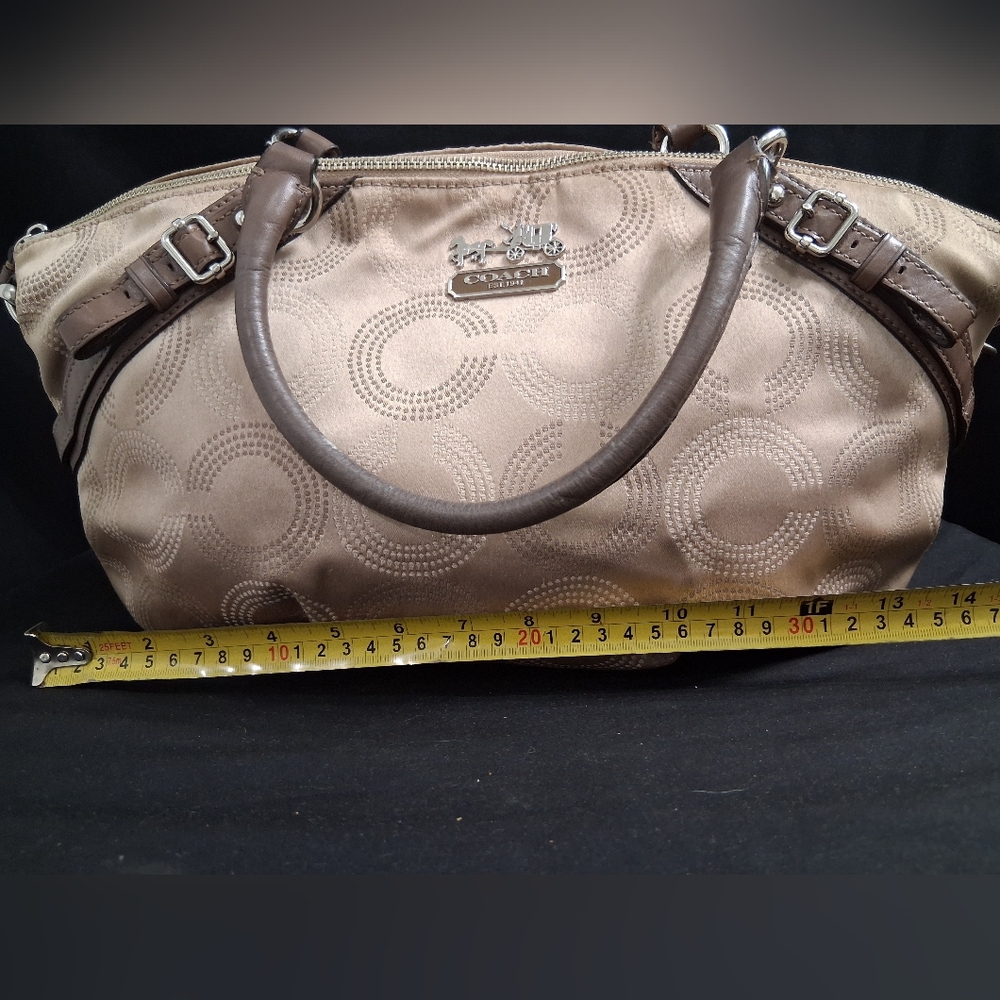 Coach Madison Dotted Op Art Sophia Satchel Fabric & Leather Shoulder Bag 15957 - Picture 12 of 16
